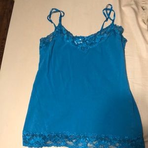 Lace tank top blue